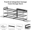 imageCCCEI Garage Tools Storage with Charging Station Power Tool Battery Organizer Utility Shelf with Power Strip 4 Drills Holder Wall Mount Rack BlackLarge