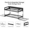 imageCCCEI Garage Tools Storage with Charging Station Power Tool Battery Organizer Utility Shelf with Power Strip 4 Drills Holder Wall Mount Rack BlackSmall