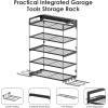 imageCCCEI Garage Tools Storage with Charging Station Power Tool Battery Organizer Utility Shelf with Power Strip 4 Drills Holder Wall Mount Rack BlackSmall