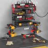 imageCCCEI Garage Tools Storage with Charging Station Power Tool Battery Organizer Utility Shelf with Power Strip 4 Drills Holder Wall Mount Rack BlackSmall
