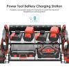 imageCCCEI Garage Tools Storage with Charging Station Power Tool Battery Organizer Utility Shelf with Power Strip 4 Drills Holder Wall Mount Rack BlackSmall