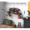 imageCCCEI Garage Tools Storage with Charging Station Power Tool Battery Organizer Utility Shelf with Power Strip 4 Drills Holder Wall Mount Rack BlackSmall