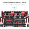imageCCCEI Garage Tools Storage with Charging Station Power Tool Battery Organizer Utility Shelf with Power Strip 4 Drills Holder Wall Mount Rack BlackSmall