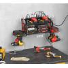 imageCCCEI Garage Tools Storage with Charging Station Power Tool Battery Organizer Utility Shelf with Power Strip 4 Drills Holder Wall Mount Rack BlackSmall