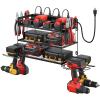 imageCCCEI Garage Tools Storage with Charging Station Power Tool Battery Organizer Utility Shelf with Power Strip 4 Drills Holder Wall Mount Rack BlackSmall