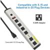 imageCCCEI Heavy Duty Power Strip Surge Protector 20 Amp High Amp Industrial Shop Garage Metal Multiple Outlets 6 FT 12 Gauge 515P Extension Cord 6 Outlet 620R TSlot 20a for ApplianceGrey