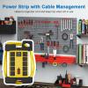 imageCCCEI Heavy Duty Power Strip with USB Ports Garage 10 Outlets Surge Protector 2700 Joules Industrial Workshop Metal 15Amp Multiple Outlets 6 FT Extension Cord and Wide Spaced GreyYellow