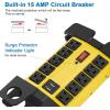 imageCCCEI Heavy Duty Power Strip with USB Ports Garage 10 Outlets Surge Protector 2700 Joules Industrial Workshop Metal 15Amp Multiple Outlets 6 FT Extension Cord and Wide Spaced GreyYellow