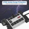 imageCCCEI Heavy Duty Power Strip with USB Ports Garage 10 Outlets Surge Protector 2700 Joules Industrial Workshop Metal 15Amp Multiple Outlets 6 FT Extension Cord and Wide Spaced GreyGrey