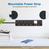 imageCCCEI Metal Power Strip Individual Switches 6 Outlets Heavy Duty Power Strip Surge Protector for Appliances 6 FT Extension Cord Strip 1200J Surge Protector 15A 125V 1875WBlack