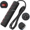 imageCCCEI Metal Power Strip Individual Switches 6 Outlets Heavy Duty Power Strip Surge Protector for Appliances 6 FT Extension Cord Strip 1200J Surge Protector 15A 125V 1875WBlack