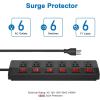imageCCCEI Metal Power Strip Individual Switches 6 Outlets Heavy Duty Power Strip Surge Protector for Appliances 6 FT Extension Cord Strip 1200J Surge Protector 15A 125V 1875WBlack