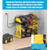 imageCCCEI Modular Desk Power Tools Organizer with Charging Station 4 Layer Drills Battery Storage Wall Mount Garage Shop Organization Anniversary Birthday Gifts for Men Father Yellow 6FT CordYellow