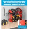 imageCCCEI Modular Desk Power Tools Organizer with Charging Station 4 Layer Drills Battery Storage Wall Mount Garage Shop Organization Anniversary Birthday Gifts for Men Father Yellow 6FT CordRed
