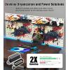 imageCCCEI Modular Pegboard Desk Organizer and Storage Gaming Office Supplies Shelf Accessories with Outlets and USB Metal Privacy Panels Peg board Deco Clamp on Table Gifts for Men 6FT6FT Cord