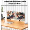 imageCCCEI Modular Pegboard Desk Organizer and Storage Gaming Office Supplies Shelf Accessories with Outlets and USB Metal Privacy Panels Peg board Deco Clamp on Table Gifts for Men 6FT10FT Cord