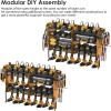 imageCCCEI Modular Pegboard Rack Power Tool Organizer with Charging Station 4 Layer Wall Mount Drill Holder Tools Battery Charger Organizer Garage Shop Storage Utility Shelf with 6FT Power Strip BlackYellow
