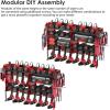 imageCCCEI Modular Pegboard Rack Power Tool Organizer with Charging Station 4 Layer Wall Mount Drill Holder Tools Battery Charger Organizer Garage Shop Storage Utility Shelf with 6FT Power Strip BlackRed