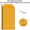 imageCCCEI Modular Pegboard Rack Power Tool Organizer with Charging Station 4 Layer Wall Mount Drill Holder Tools Battery Charger Organizer Garage Shop Storage Utility Shelf with 6FT Power Strip BlackYellow
