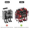 imageCCCEI Modular Pegboard Rack Power Tool Organizer with Charging Station 4 Layer Wall Mount Drill Holder Tools Battery Charger Organizer Garage Shop Storage Utility Shelf with 6FT Power Strip BlackRed