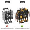 imageCCCEI Modular Pegboard Rack Power Tool Organizer with Charging Station 4 Layer Wall Mount Drill Holder Tools Battery Charger Organizer Garage Shop Storage Utility Shelf with 6FT Power Strip BlackBlack