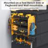imageCCCEI Modular Pegboard Rack Power Tool Organizer with Charging Station 4 Layer Wall Mount Drill Holder Tools Battery Charger Organizer Garage Shop Storage Utility Shelf with 6FT Power Strip BlackYellow