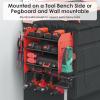 imageCCCEI Modular Pegboard Rack Power Tool Organizer with Charging Station 4 Layer Wall Mount Drill Holder Tools Battery Charger Organizer Garage Shop Storage Utility Shelf with 6FT Power Strip BlackRed