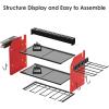 imageCCCEI Modular Power Tool Organizer Wall Mount Charging Station Black 6 Drills Holder with 8 Plug Power Strip Garage Drill Battery Heavy Duty Metal Shelf Utility Rack with Hooks Side StorageRed