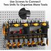 imageCCCEI Modular Power Tool Organizer Wall Mount Charging Station Black 6 Drills Holder with 8 Plug Power Strip Garage Drill Battery Heavy Duty Metal Shelf Utility Rack with Hooks Side StorageBlack
