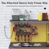 imageCCCEI Modular Power Tool Organizer Wall Mount Charging Station Black 6 Drills Holder with 8 Plug Power Strip Garage Drill Battery Heavy Duty Metal Shelf Utility Rack with Hooks Side StorageRed