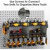 imageCCCEI Modular Power Tool Organizer Wall Mount Charging Station Black 6 Drills Holder with 8 Plug Power Strip Garage Drill Battery Heavy Duty Metal Shelf Utility Rack with Hooks Side StorageGrey