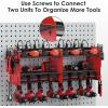 imageCCCEI Modular Power Tool Organizer Wall Mount Charging Station Black 6 Drills Holder with 8 Plug Power Strip Garage Drill Battery Heavy Duty Metal Shelf Utility Rack with Hooks Side StorageRed