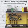 imageCCCEI Modular Power Tool Organizer Wall Mount Charging Station Black 6 Drills Holder with 8 Plug Power Strip Garage Drill Battery Heavy Duty Metal Shelf Utility Rack with Hooks Side StorageYellow