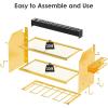 imageCCCEI Modular Power Tool Organizer Wall Mount with Charging Station Garage 4 Drill Storage Shelf with Hooks Screwdriver Drill Bit Heavy Duty Rack Tool Battery Holder Built in 8 Outlet Power StripHGold