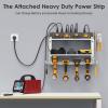 imageCCCEI Modular Power Tool Organizer Wall Mount with Charging Station Garage 4 Drill Storage Shelf with Hooks Screwdriver Drill Bit Heavy Duty Rack Tool Battery Holder Built in 8 Outlet Power StripISilver