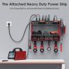 imageCCCEI Modular Power Tool Organizer Wall Mount with Charging Station Garage 4 Drill Storage Shelf with Hooks Screwdriver Drill Bit Heavy Duty Rack Tool Battery Holder Built in 8 Outlet Power StripARed