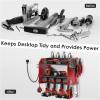imageCCCEI Modular Power Tool Organizer Wall Mount with Charging Station Garage 4 Drill Storage Shelf with Hooks Screwdriver Drill Bit Heavy Duty Rack Tool Battery Holder Built in 8 Outlet Power StripARed