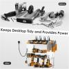 imageCCCEI Modular Power Tool Organizer Wall Mount with Charging Station Garage 4 Drill Storage Shelf with Hooks Screwdriver Drill Bit Heavy Duty Rack Tool Battery Holder Built in 8 Outlet Power StripISilver