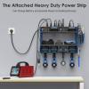 imageCCCEI Modular Power Tool Organizer Wall Mount with Charging Station Garage 4 Drill Storage Shelf with Hooks Screwdriver Drill Bit Heavy Duty Rack Tool Battery Holder Built in 8 Outlet Power StripEBlue