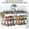 imageCCCEI Modular Power Tool Organizer Wall Mount with Charging Station Garage 4 Drill Storage Shelf with Hooks Screwdriver Drill Bit Heavy Duty Rack Tool Battery Holder Built in 8 Outlet Power StripISilver