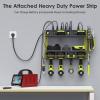 imageCCCEI Modular Power Tool Organizer Wall Mount with Charging Station Garage 4 Drill Storage Shelf with Hooks Screwdriver Drill Bit Heavy Duty Rack Tool Battery Holder Built in 8 Outlet Power StripDGreen