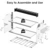 imageCCCEI Modular Power Tool Organizer Wall Mount with Charging Station Garage 4 Drill Storage Shelf with Hooks Screwdriver Drill Bit Heavy Duty Rack Tool Battery Holder Built in 8 Outlet Power StripISilver