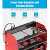 imageCCCEI Modular Power Tools Organizer with USB Charging Station 4 Layer Drills and Battery Storage Wall Mount Garage Shop Organization Anniversary Birthday Gifts for Men Father 6FT Cord BlackRed