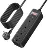 imageCCCEI Outdoor Waterproof 25 FT Flat Plug Extension Cord Power Strip1500J Surge Protector Weatherproof Indoor Exterior Multiple Outlet 25 Foot Extra Long 3 Prong 4 Outlets Black Black 25FTBlack