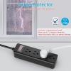 imageCCCEI Outdoor Waterproof 25 FT Flat Plug Extension Cord Power Strip1500J Surge Protector Weatherproof Indoor Exterior Multiple Outlet 25 Foot Extra Long 3 Prong 4 Outlets Black Black 25FTBlack