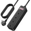 imageCCCEI Outdoor Waterproof 25 FT Flat Plug Extension Cord Power Strip1500J Surge Protector Weatherproof Indoor Exterior Multiple Outlet 25 Foot Extra Long 3 Prong 4 Outlets Black Black 25FTBlack