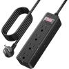 imageCCCEI Outdoor Waterproof 25 FT Flat Plug Extension Cord Power Strip1500J Surge Protector Weatherproof Indoor Exterior Multiple Outlet 25 Foot Extra Long 3 Prong 4 Outlets Black Black 25FTBlack