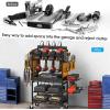 imageCCCEI Power Tool Organizer Cart with Charging Station Garage Floor Rolling Storage Cart on Wheels for Mechanic Mobile 6 Drill Tool Box Utility Cart with Battery Charging Power Strip BlackYellow