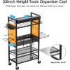 imageCCCEI Power Tool Organizer Cart with Charging Station Garage Floor Rolling Storage Cart on Wheels for Mechanic Mobile 6 Drill Tool Box Utility Cart with Battery Charging Power Strip BlackYellow