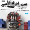 imageCCCEI Power Tool Organizer Cart with Charging Station Garage Floor Rolling Storage Cart on Wheels for Mechanic Mobile 6 Drill Tool Box Utility Cart with Battery Charging Power Strip BlackRed